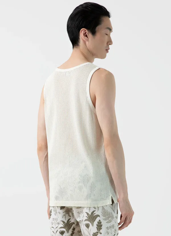 Sunspel Linear Mesh Vest Tank - Cream