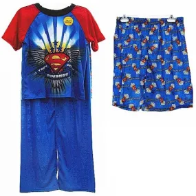 Superman Boys Blue 3-Piece Short Sleeve Pajama Sleepwear Set