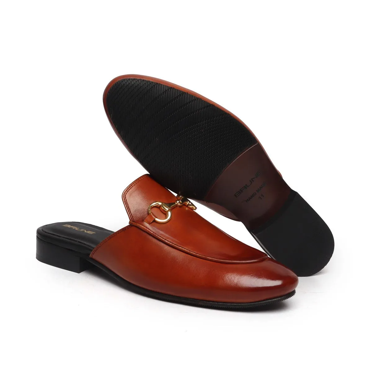 Tan Leather Formal Shoe With Slipper Opening At The Back (Summer Special) By Brune & Bareskin