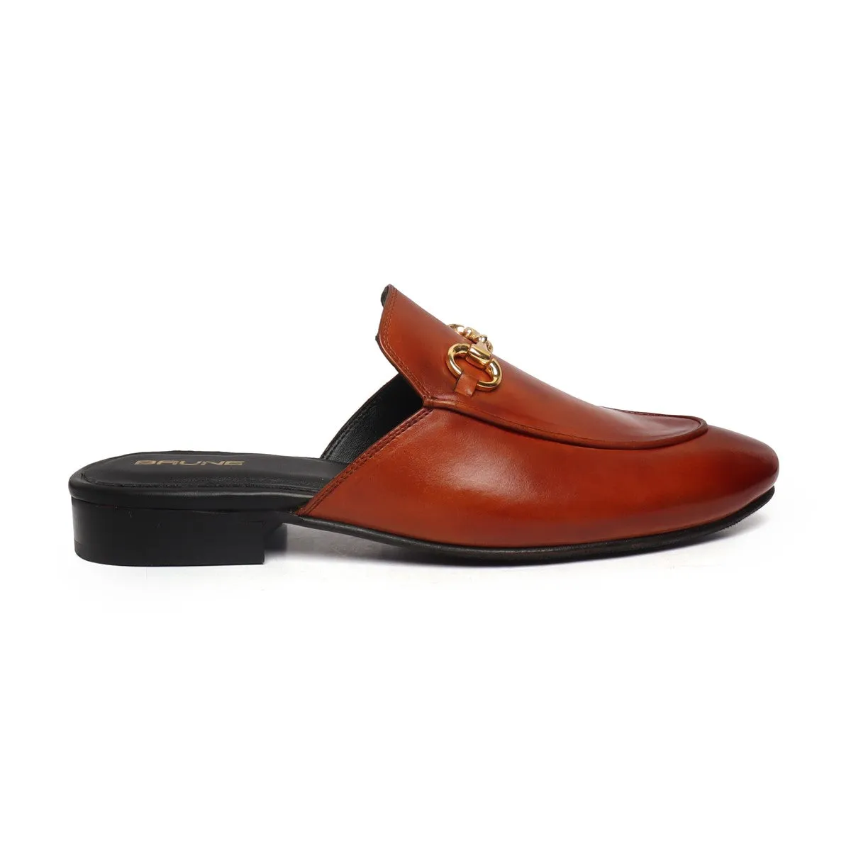 Tan Leather Formal Shoe With Slipper Opening At The Back (Summer Special) By Brune & Bareskin