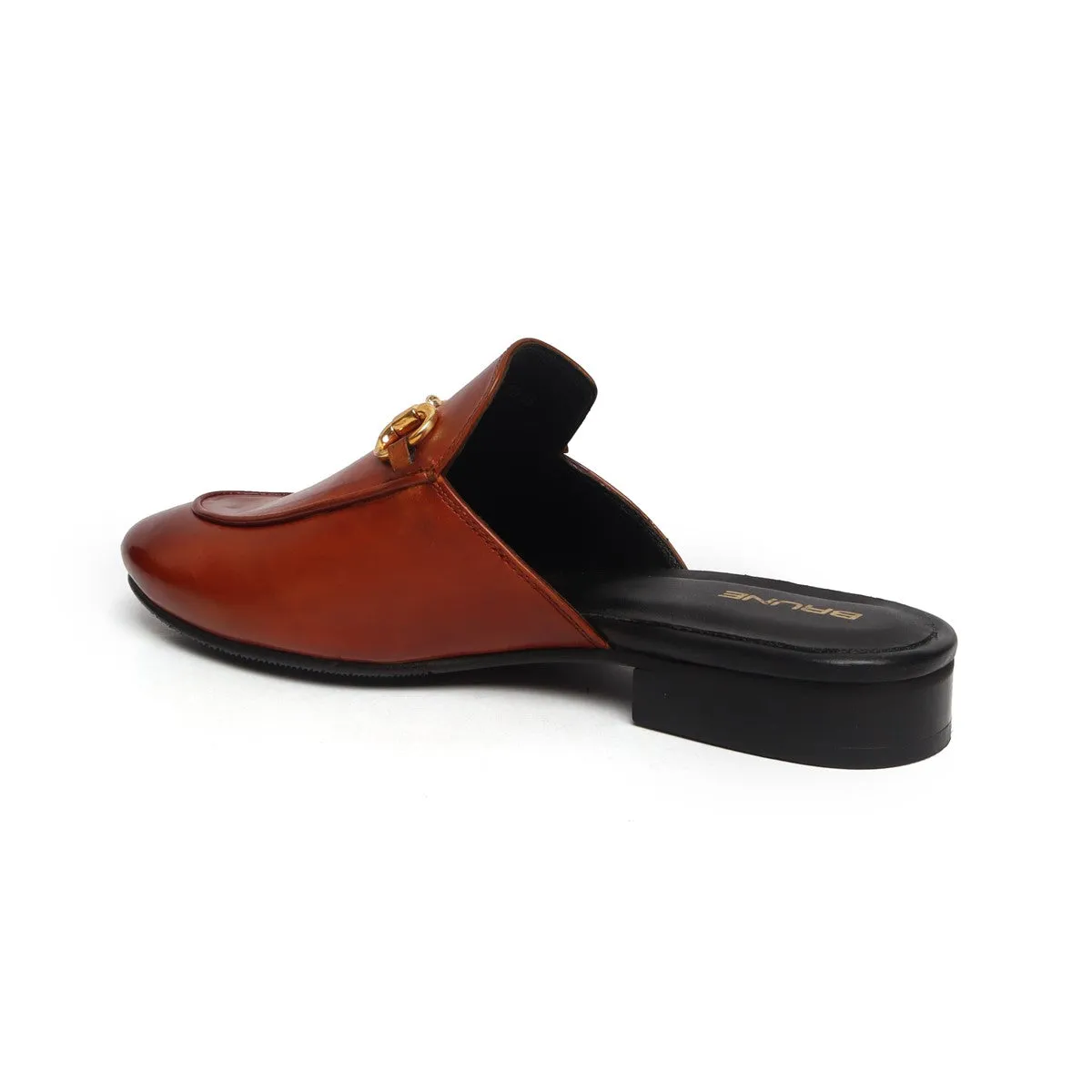 Tan Leather Formal Shoe With Slipper Opening At The Back (Summer Special) By Brune & Bareskin