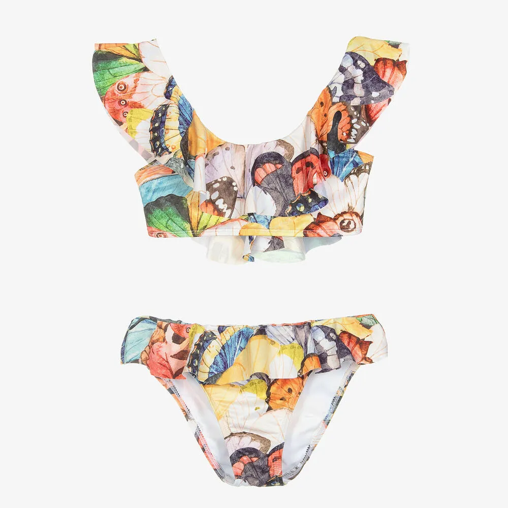 Teen Girls Colourful Butterfly Ruffle Bikini