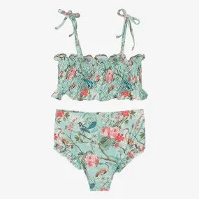 Teen Girls Green Floral Bikini (UPF50+)