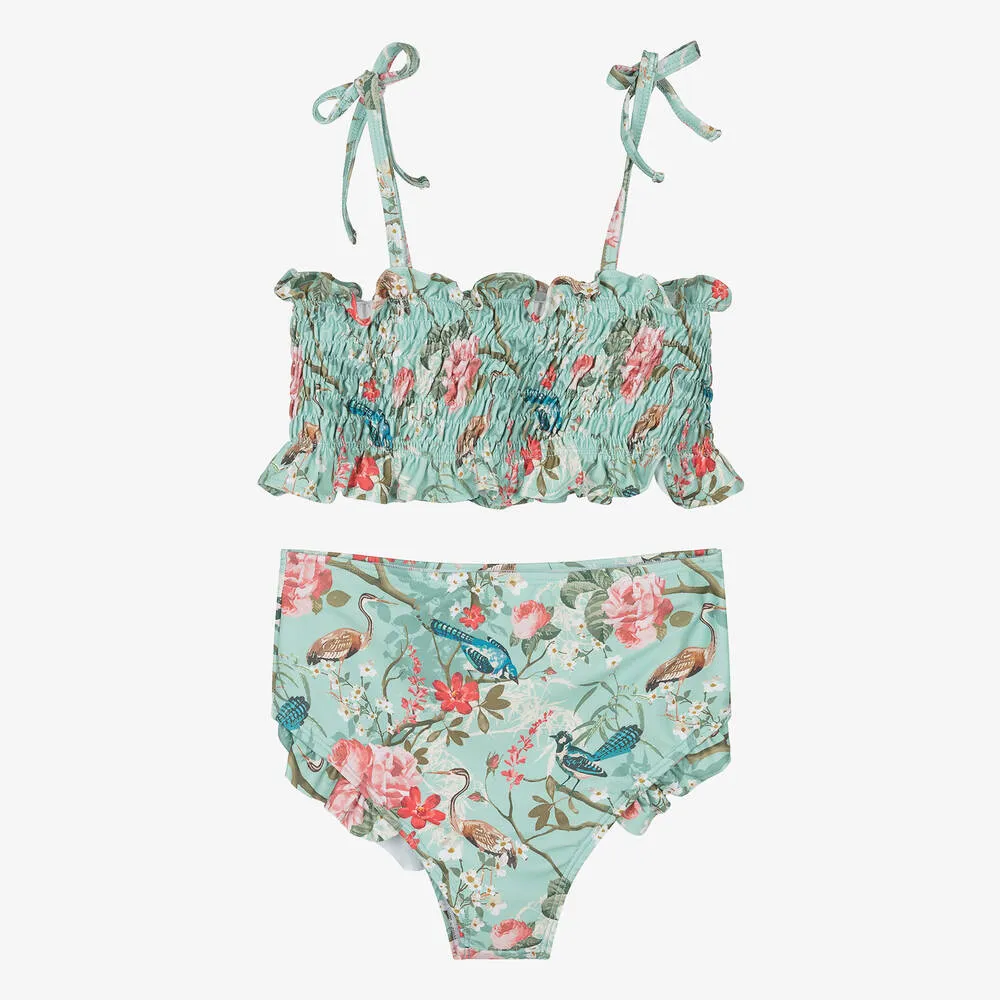 Teen Girls Green Floral Bikini (UPF50+)