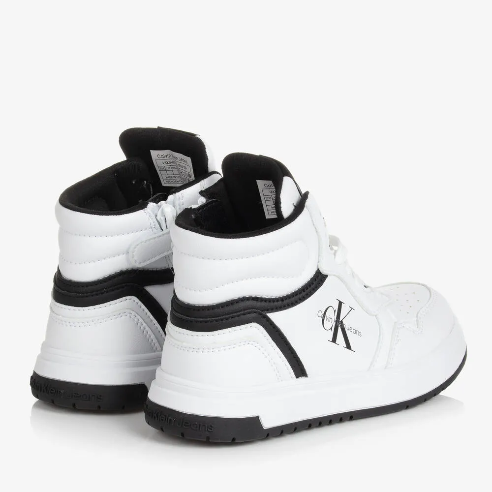 Teen White Faux Leather High Top Trainers