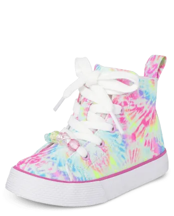 The Children's Place Toddler Girls Rainbow Tie Dye High Top Sneakers