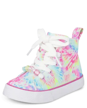 The Children's Place Toddler Girls Rainbow Tie Dye High Top Sneakers