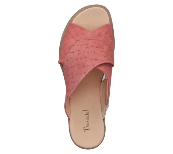 Think! Damen Pantoletten Echtleder-Sandalen Slipper in Flechtoptik Schlupf-Schuhe 3-000594-5000 Rosa