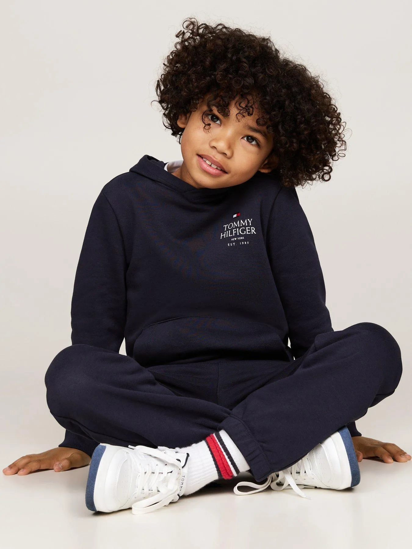 Tommy Hilfiger Boys Th Logo Puff Print Reg Hoodie - Navy