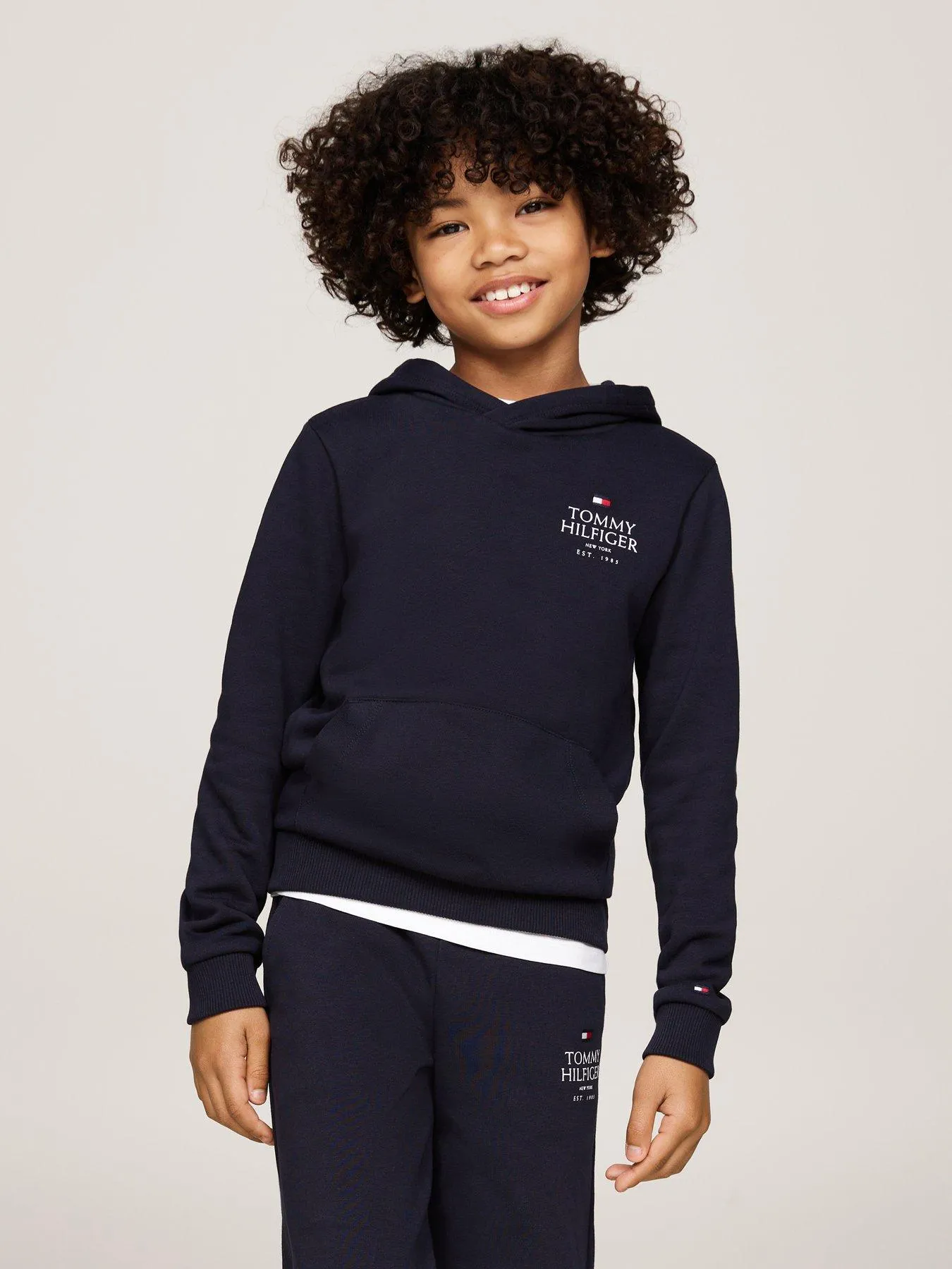 Tommy Hilfiger Boys Th Logo Puff Print Reg Hoodie - Navy