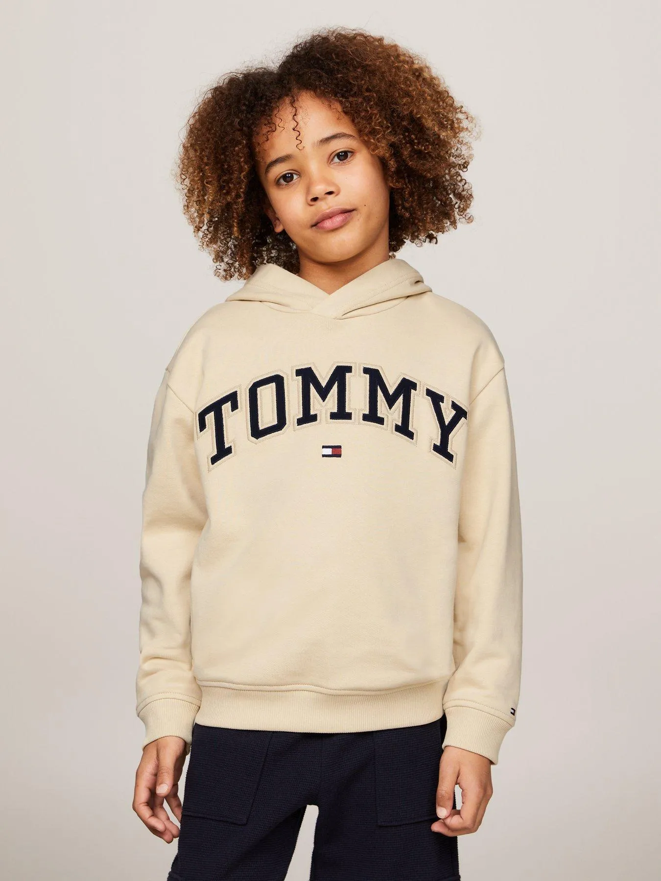 Tommy Hilfiger Boys Varsity Embroidery Hoodie - Light Cream