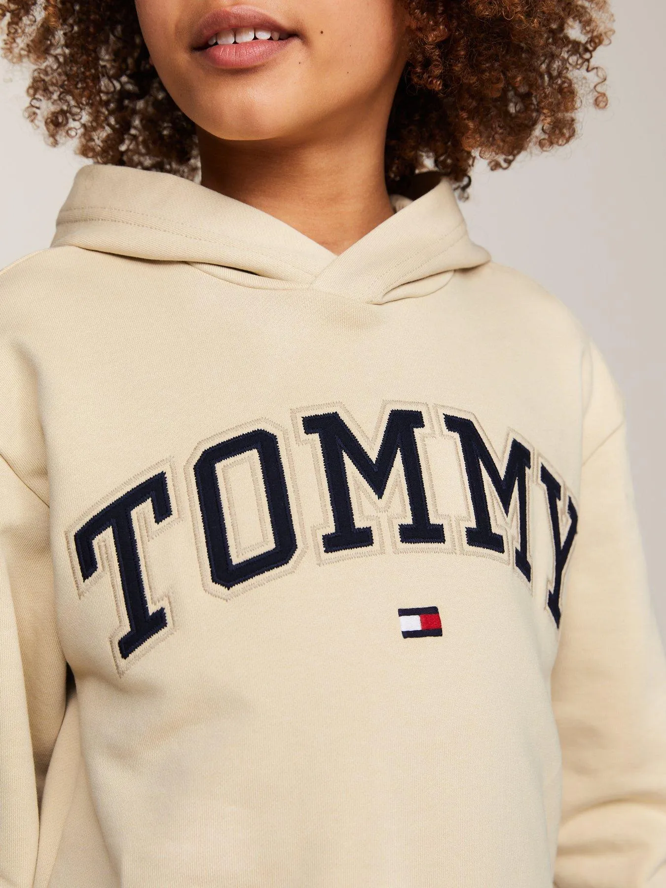 Tommy Hilfiger Boys Varsity Embroidery Hoodie - Light Cream