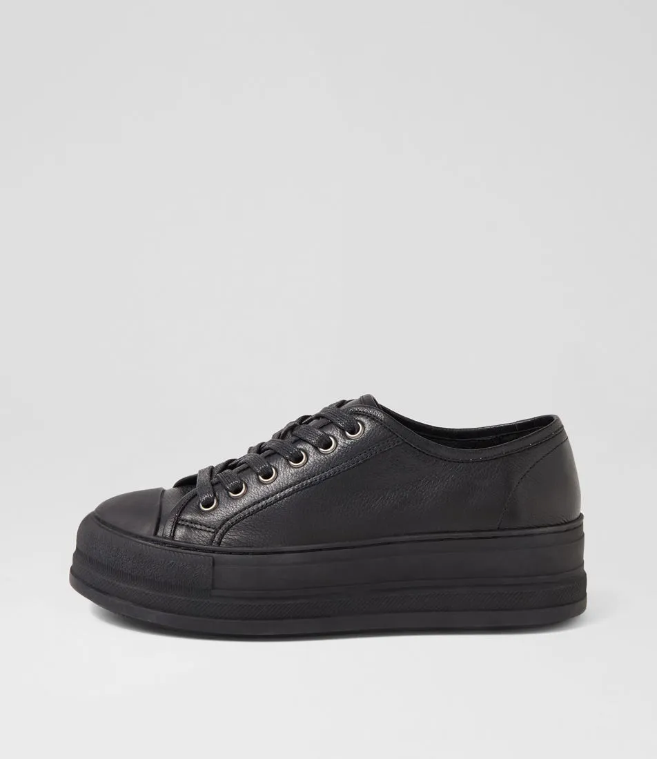 TOP END Hikara Black Leather Sneakers