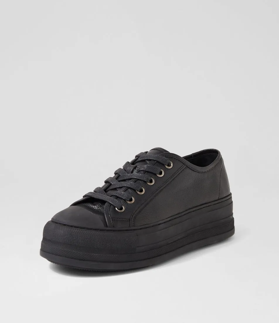 TOP END Hikara Black Leather Sneakers