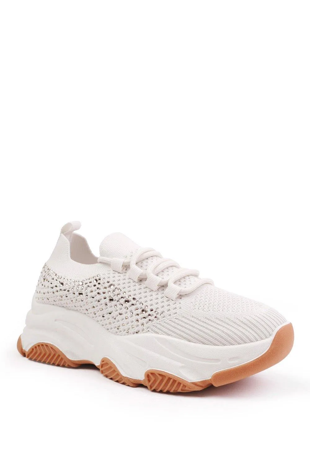 Trainers | 'Whisper' Chunky Sole Knit Trainers With Crystal Embellishment | Where's That From