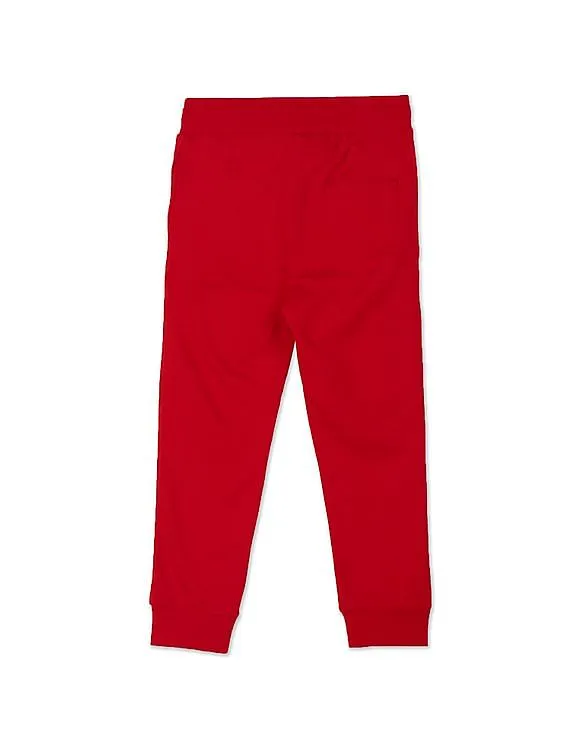 U.S. Polo Assn. Kids Boys Red Elasticized Waist Solid Joggers