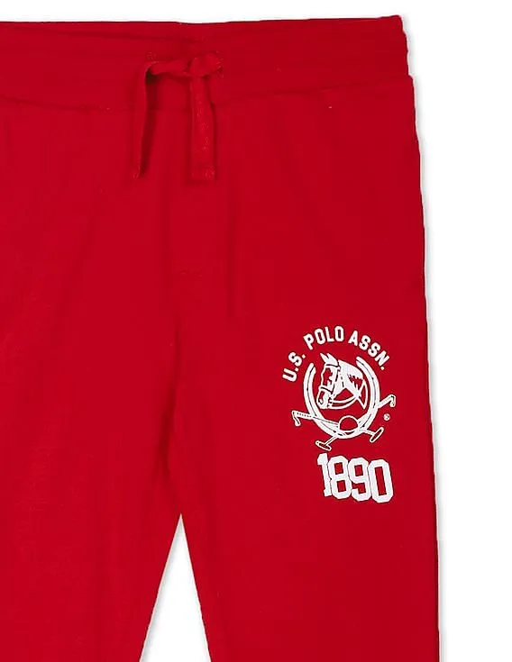 U.S. Polo Assn. Kids Boys Red Elasticized Waist Solid Joggers