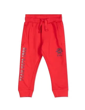 U.S. Polo Assn. Kids Boys Red Mid Rise Brand Print Joggers