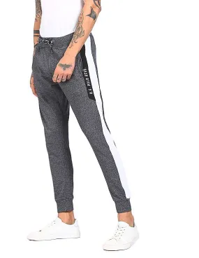 U.S. Polo Assn. Men Charcoal Mid Rise Heathered Knit Joggers