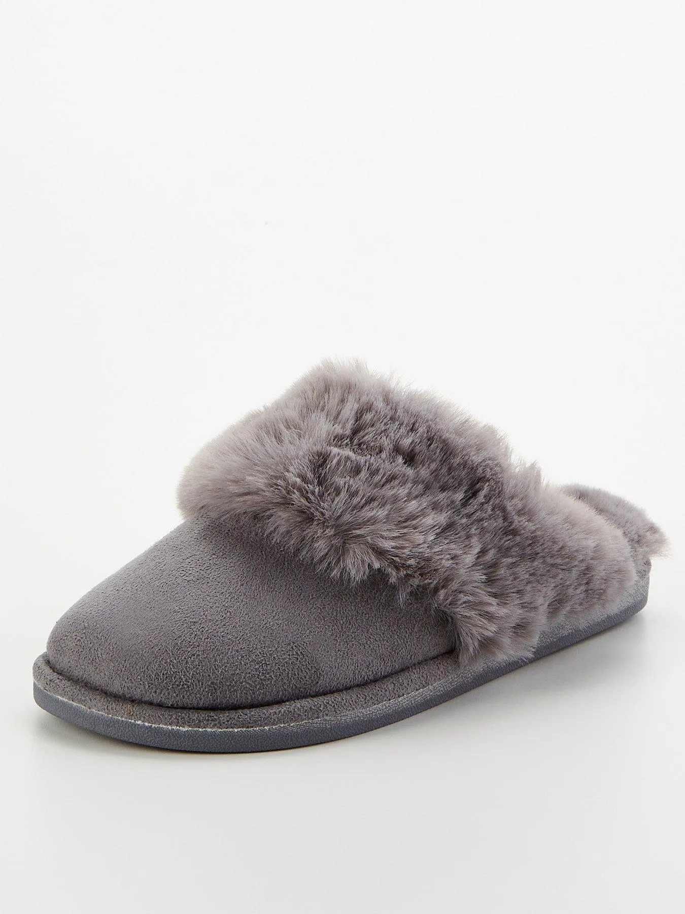 V by Very Closed Toe Mule Slipper - Grey