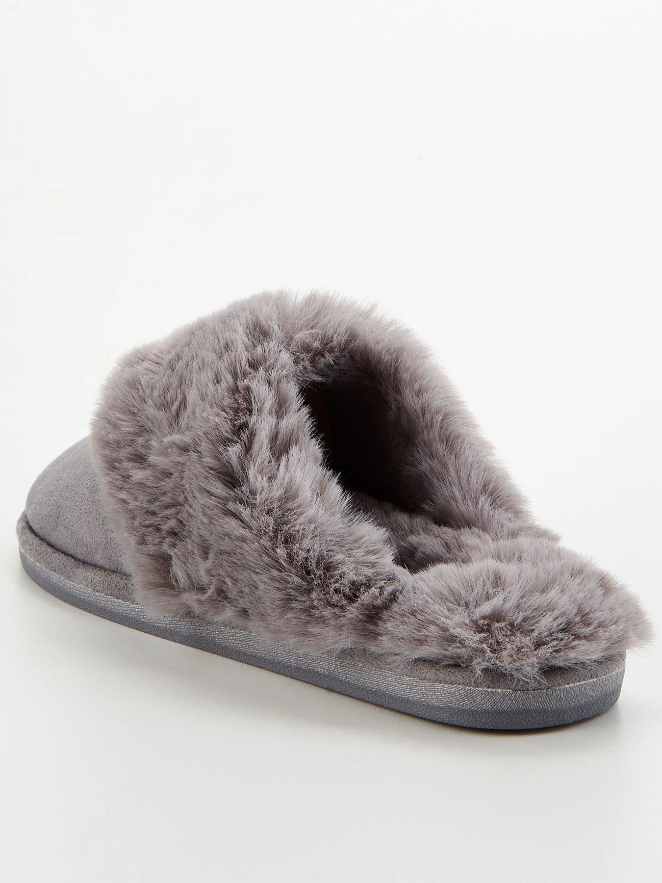 V by Very Closed Toe Mule Slipper - Grey