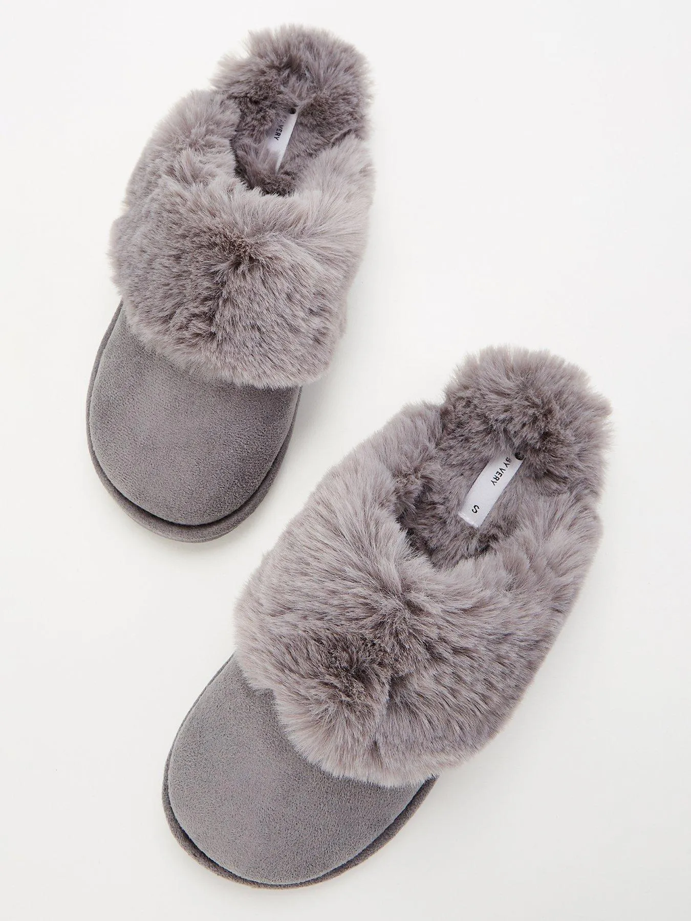 V by Very Closed Toe Mule Slipper - Grey