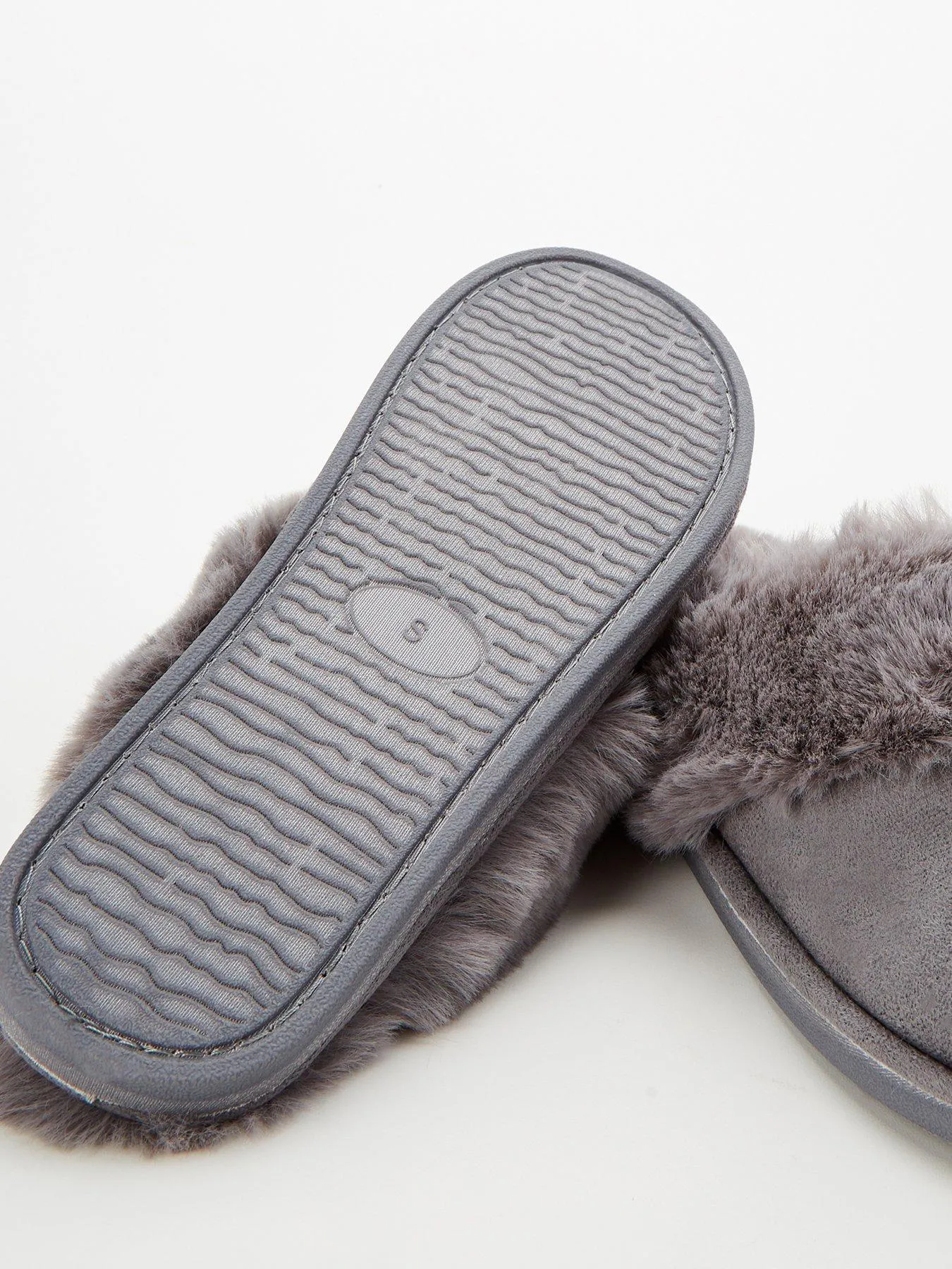 V by Very Closed Toe Mule Slipper - Grey