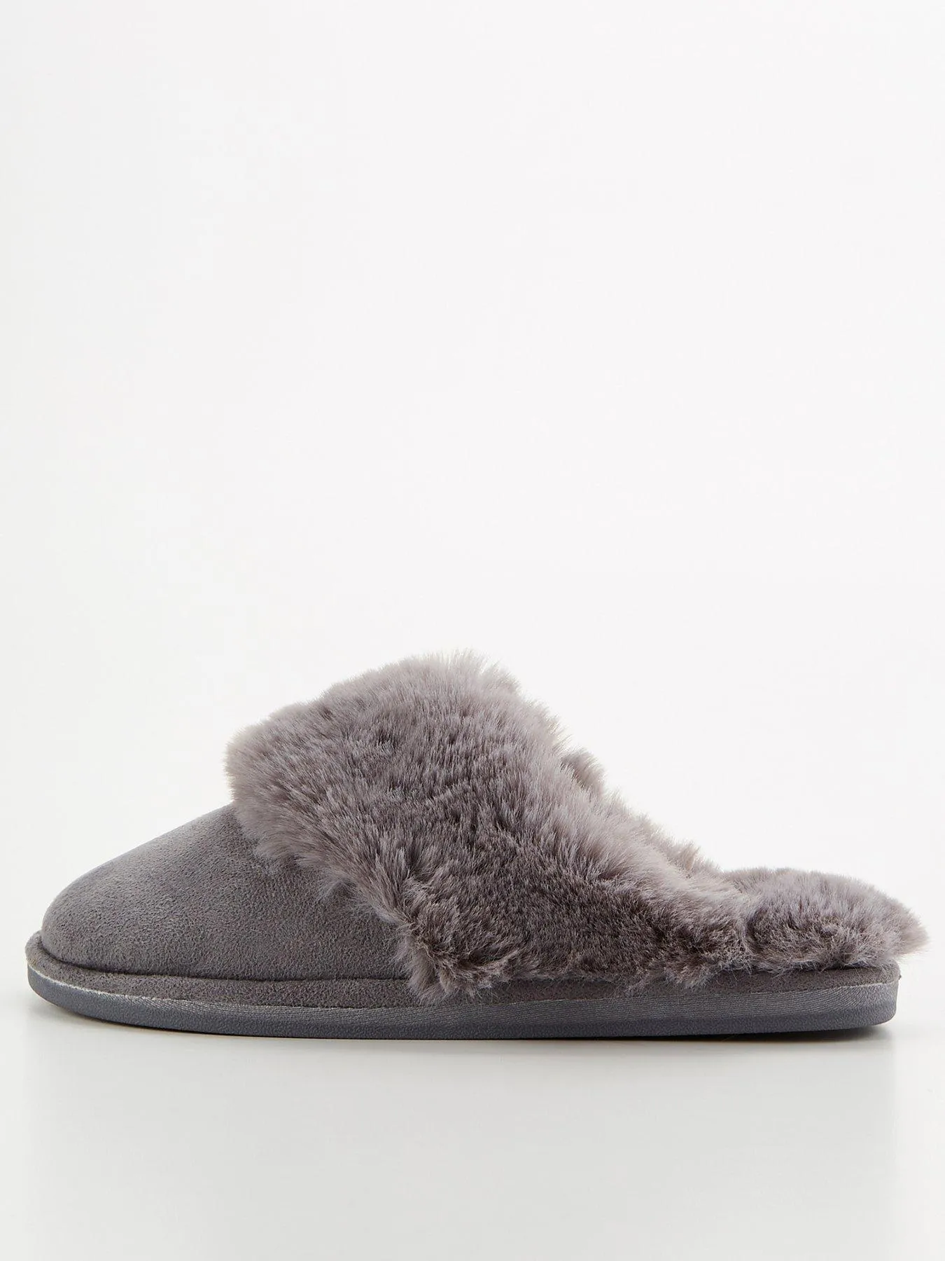 V by Very Closed Toe Mule Slipper - Grey