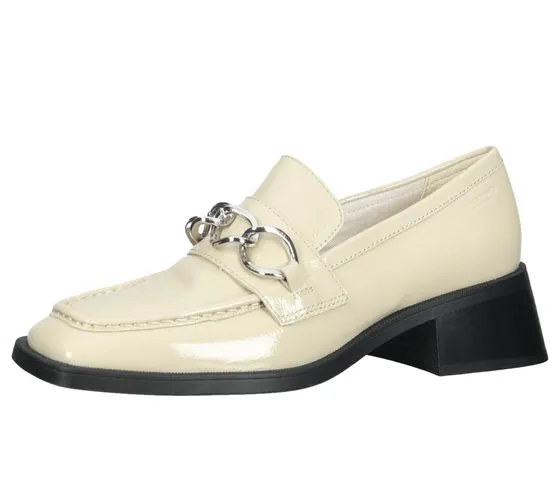 VAGABOND Damen Echtleder-Schuhe in Lack-Optik Mokassins Slipper mit Zierschnalle 5317-060-05 Beige/Silber