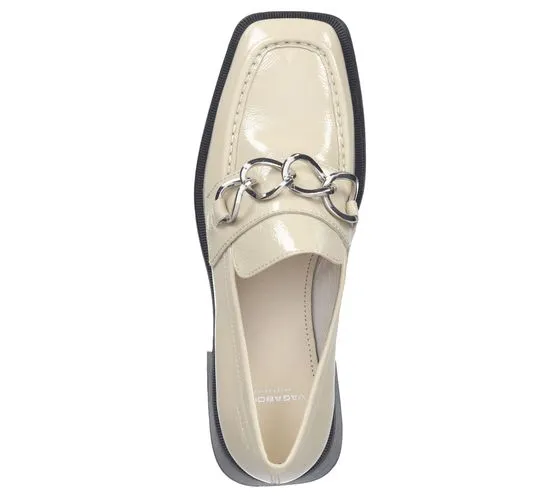 VAGABOND Damen Echtleder-Schuhe in Lack-Optik Mokassins Slipper mit Zierschnalle 5317-060-05 Beige/Silber