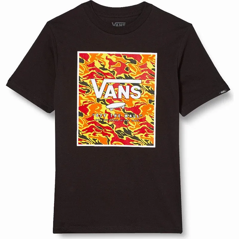 Vans BOYS PRINT BOX T-SHIRT (8-14 YEARS) (BLACK-FLAME CAMO) BLACK