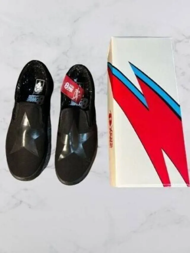 Vans x david bowie classic slip on blackstar black db new mens rare