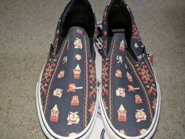 Vans x nintendo legend of zelda parisian nights slip on navy nes retro print 8