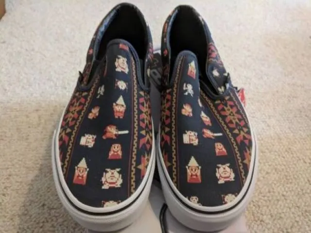 Vans x nintendo legend of zelda parisian nights slip on navy nes retro print 8