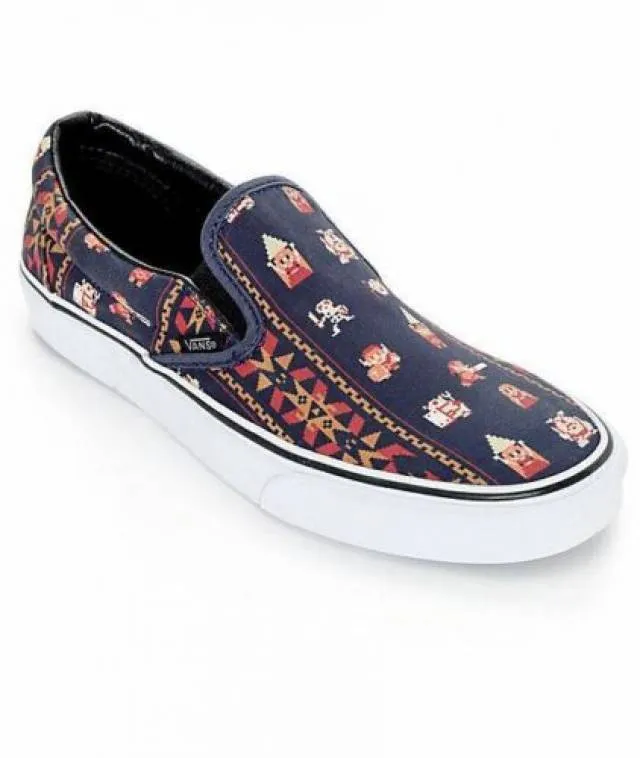 Vans x nintendo legend of zelda parisian nights slip on navy nes retro print 8