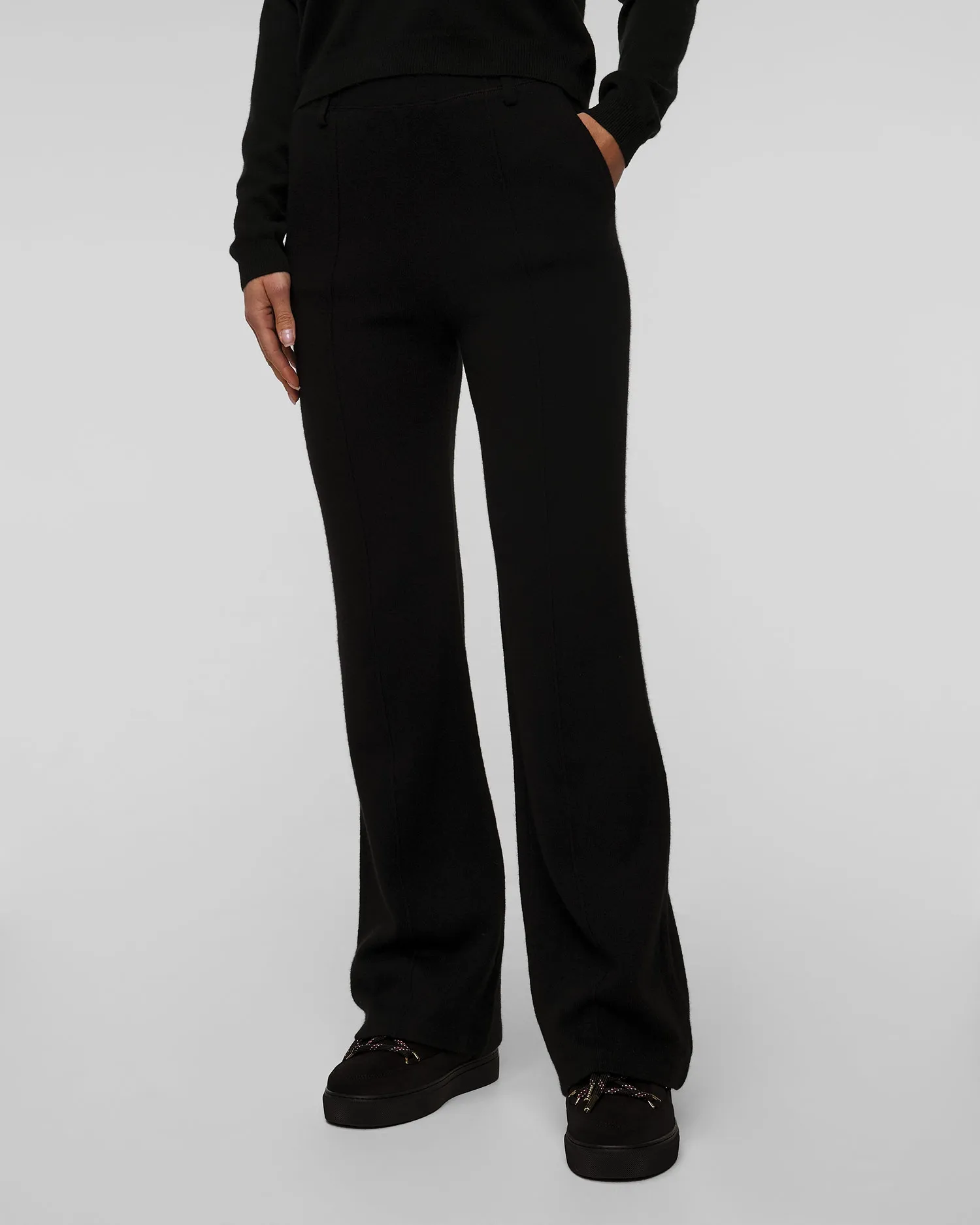 Women's black cashmere trousers Kujten Smocky F2240-81