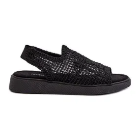 Women's Openwork Sandals on the Platform Black Mennita