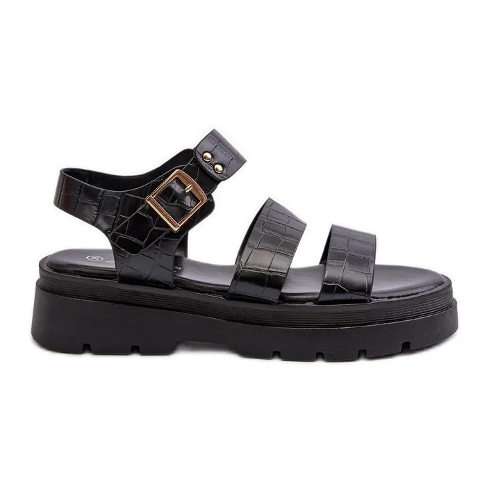 Women's Sandals With a Chunky Sole, Black Nicarda