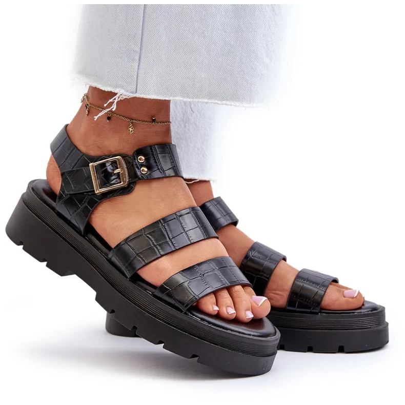 Women's Sandals With a Chunky Sole, Black Nicarda