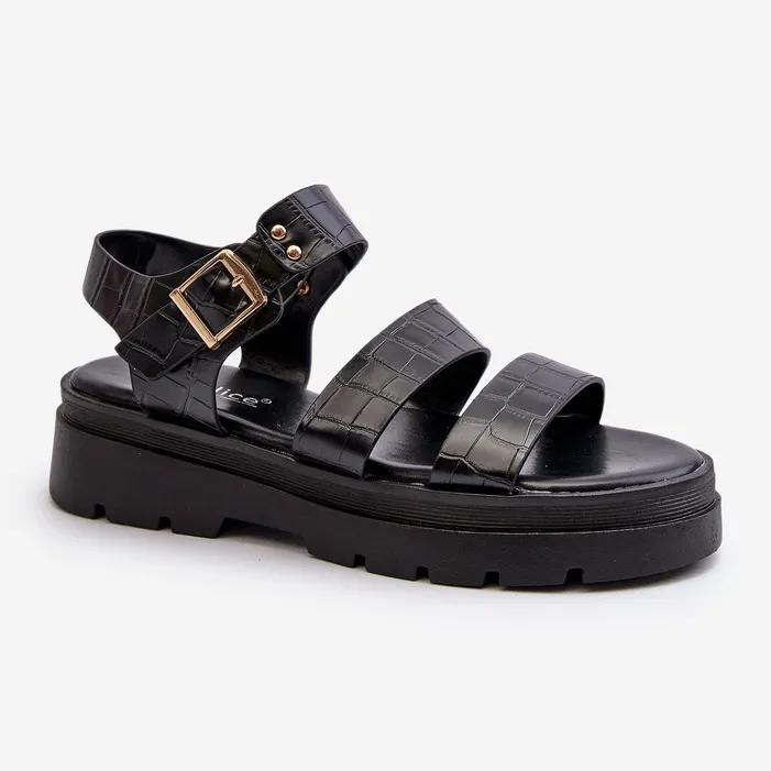 Women's Sandals With a Chunky Sole, Black Nicarda