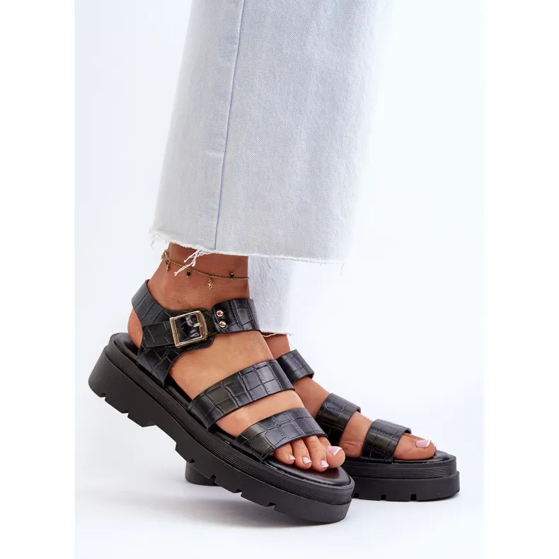 Women's Sandals With a Chunky Sole, Black Nicarda