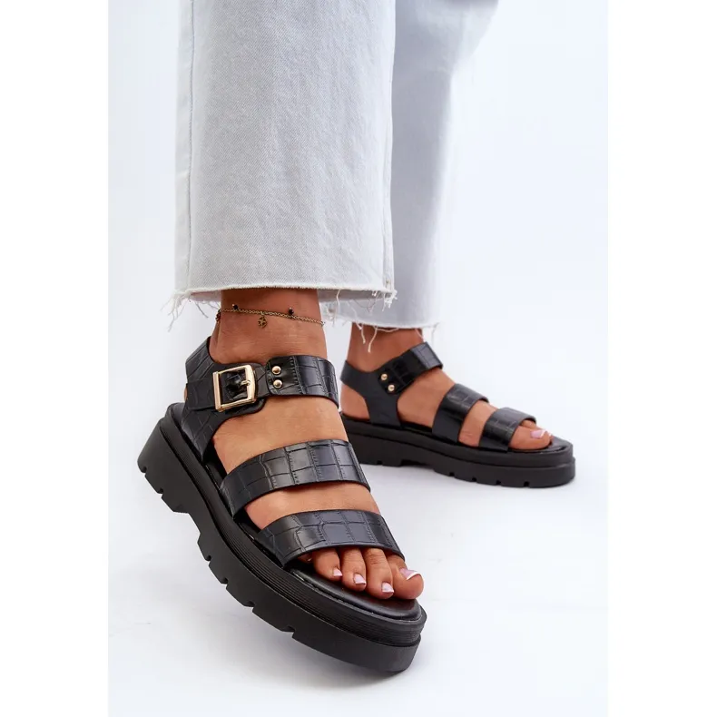 Women's Sandals With a Chunky Sole, Black Nicarda