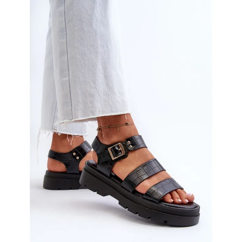 Women's Sandals With a Chunky Sole, Black Nicarda