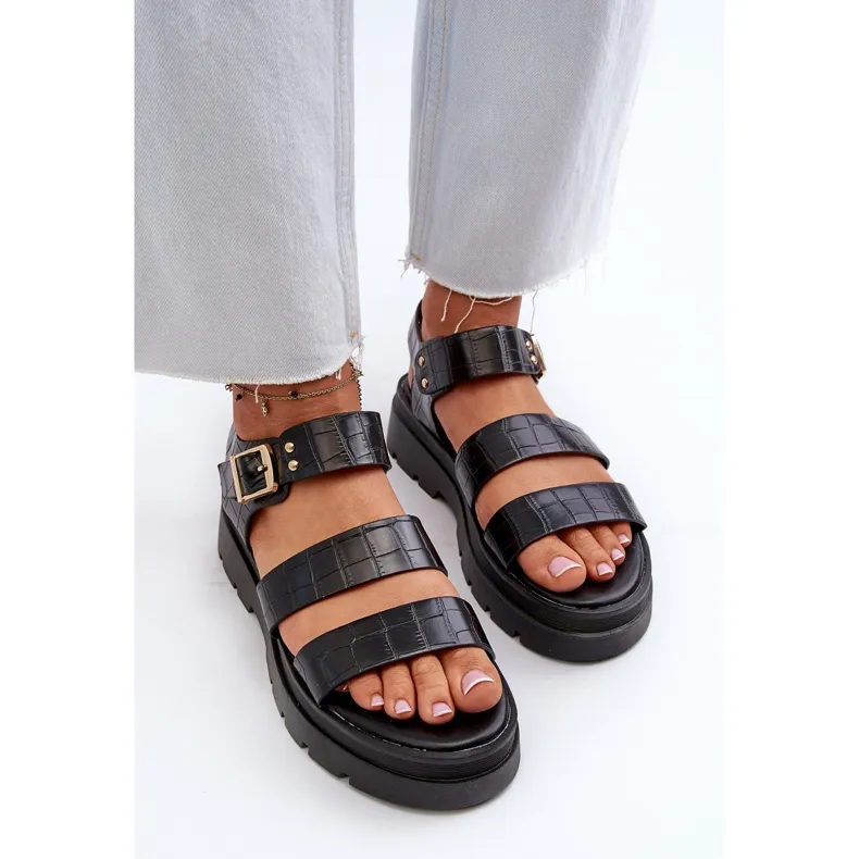 Women's Sandals With a Chunky Sole, Black Nicarda