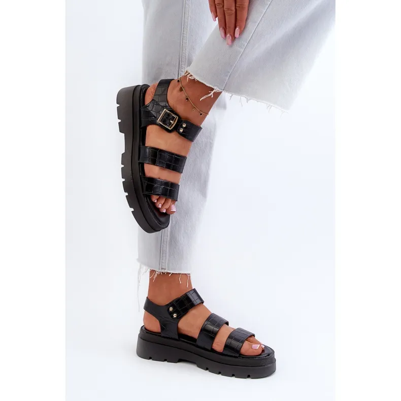 Women's Sandals With a Chunky Sole, Black Nicarda