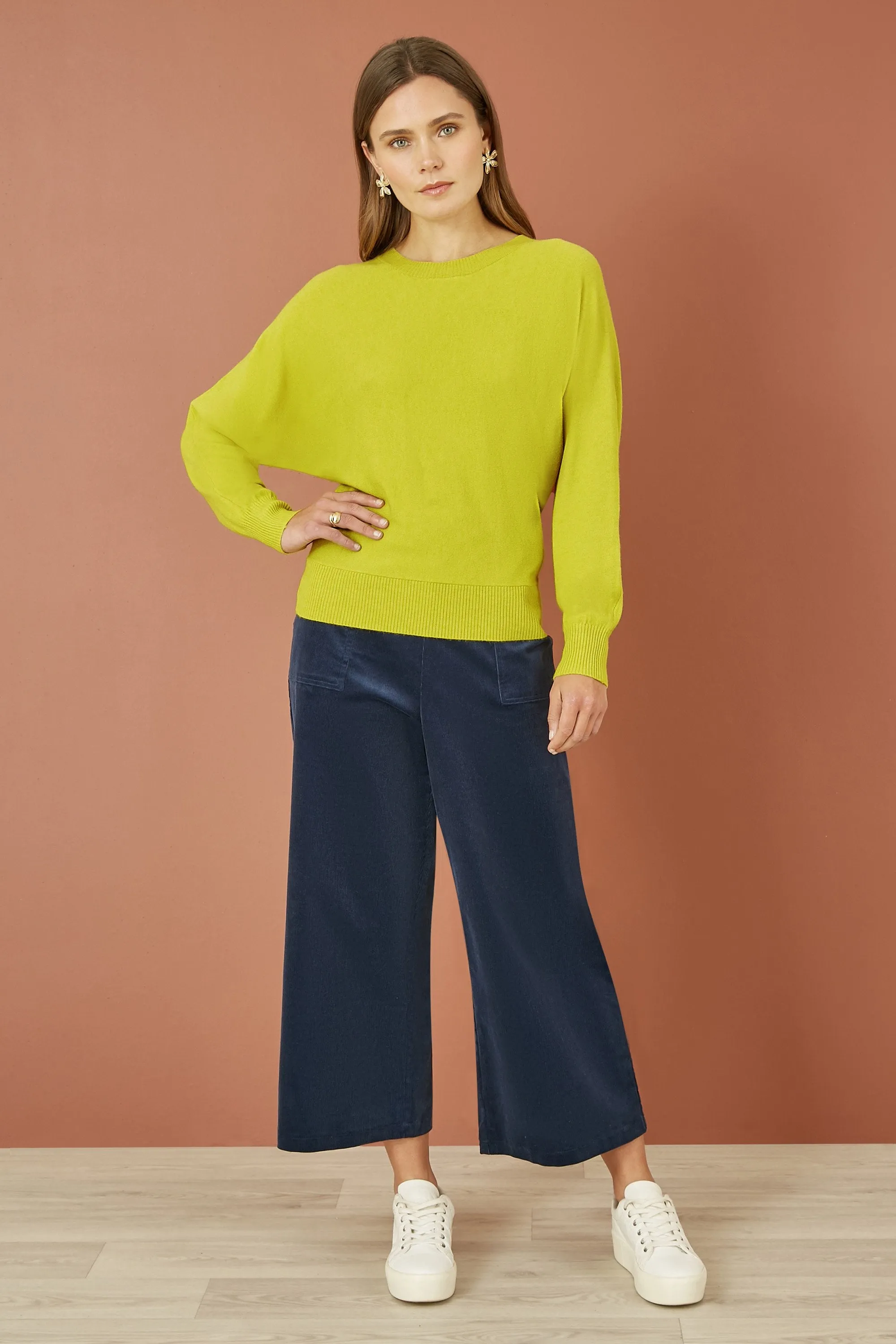 Yumi Lime Knitted Batwing Jumper