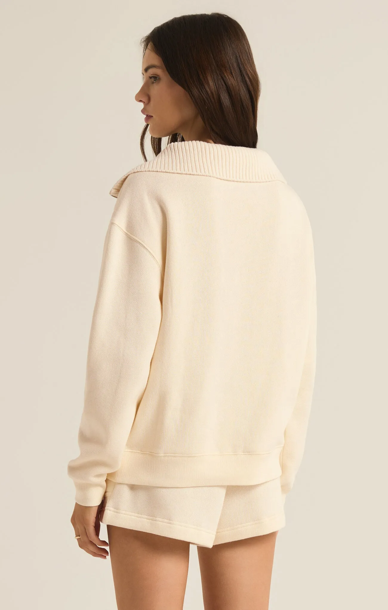 Z Supply Sonata Fleece Pullover Sweatshirt in Sea Salt